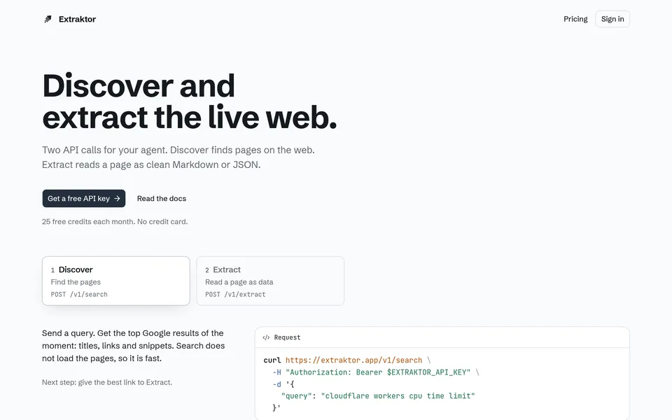 Extraktor website preview