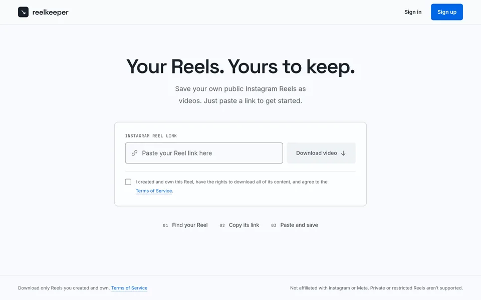 Reeels website preview
